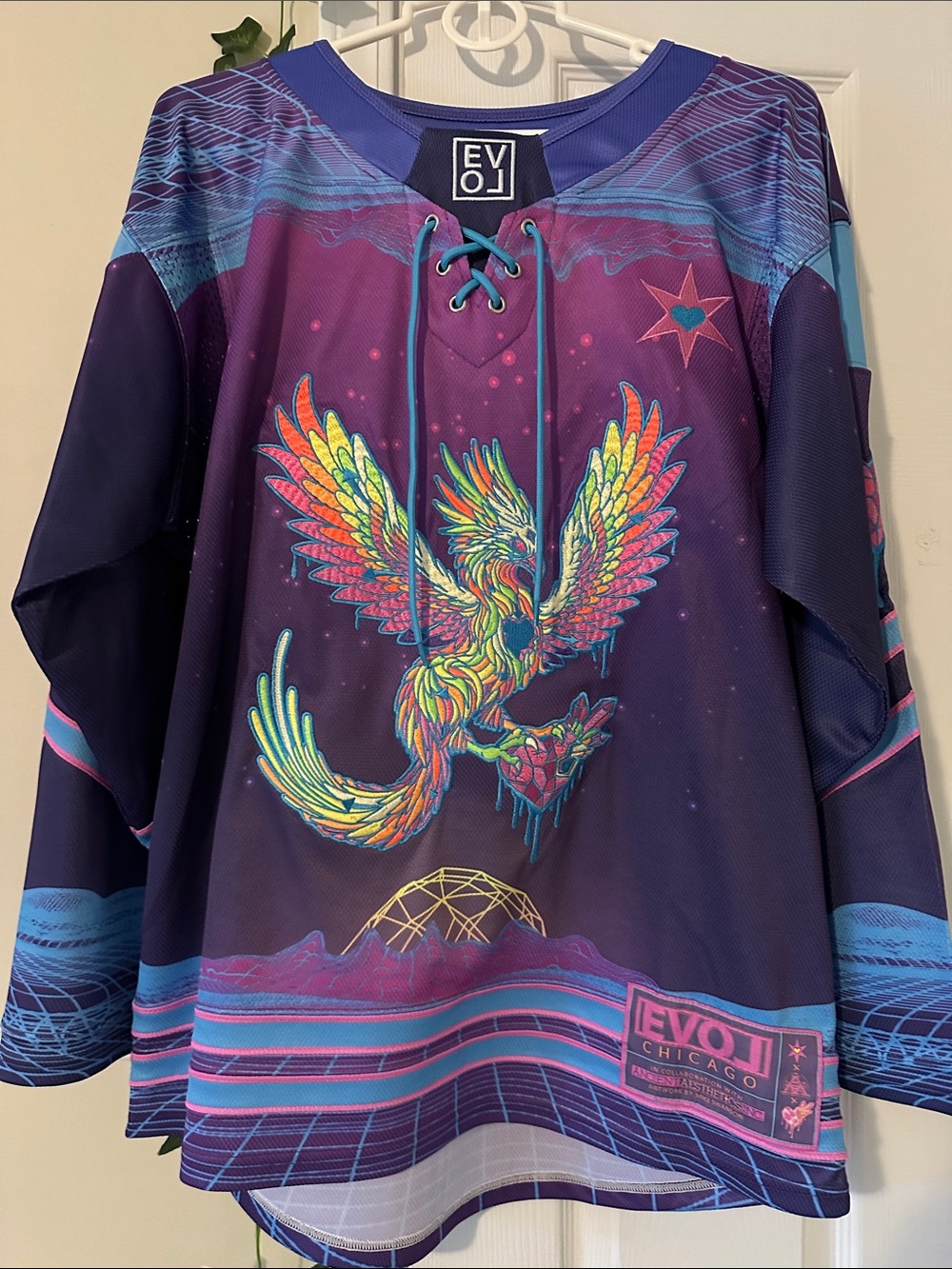 Evol Chicago x Mike Swanson Phoenix Heart Jersey Men’s size Small